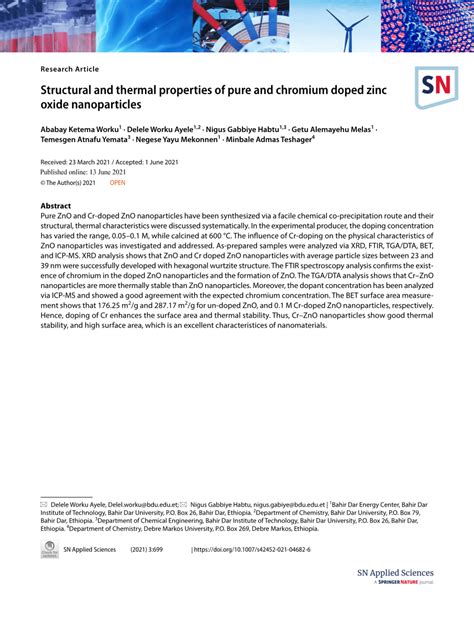 Structural and thermal properties of pure and chromium doped.
